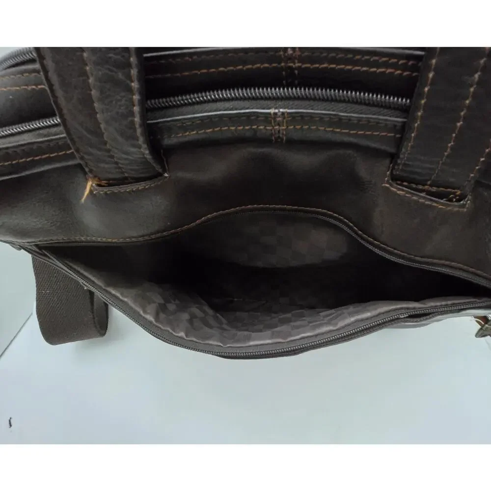 Samsonite Brown/Black Leather Laptop Business Case Briefcase Case Bag